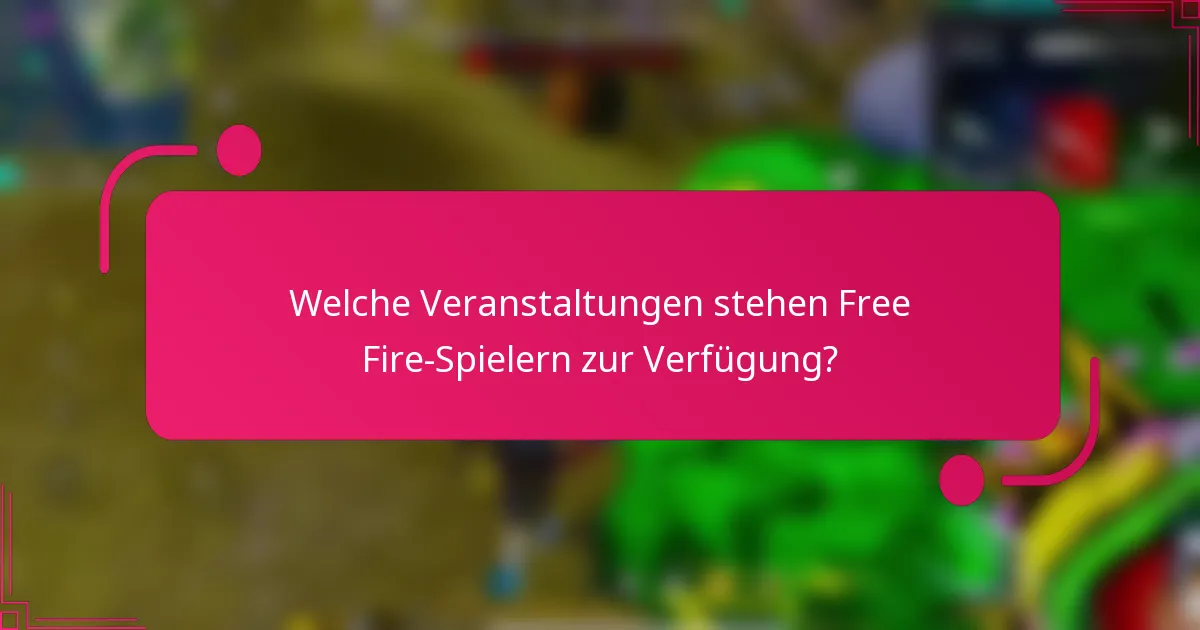 Welche Veranstaltungen stehen Free Fire-Spielern zur Verfügung?